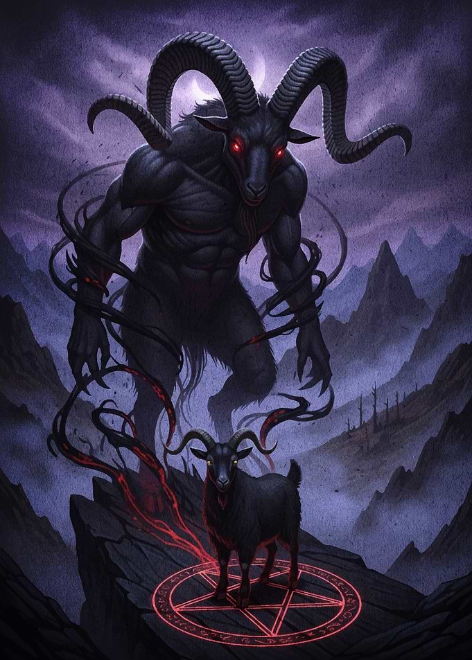 Goat Demon Summoning Ritual Illustration