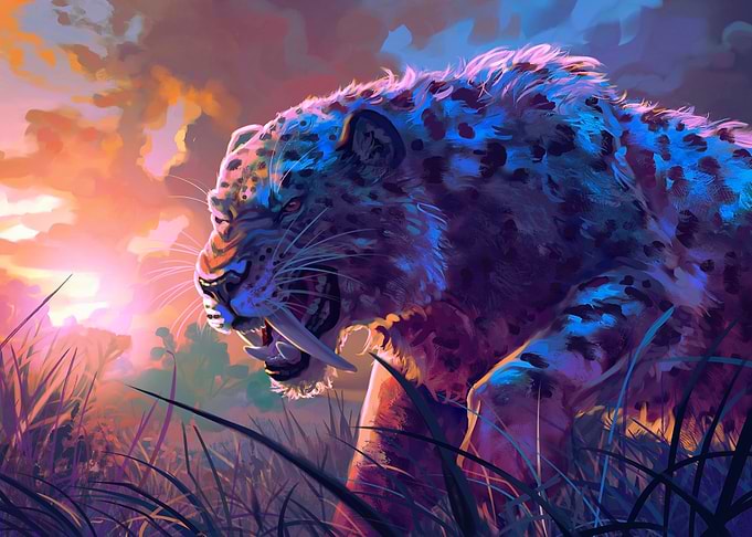 Saber-toothed Tiger in Tall Grass