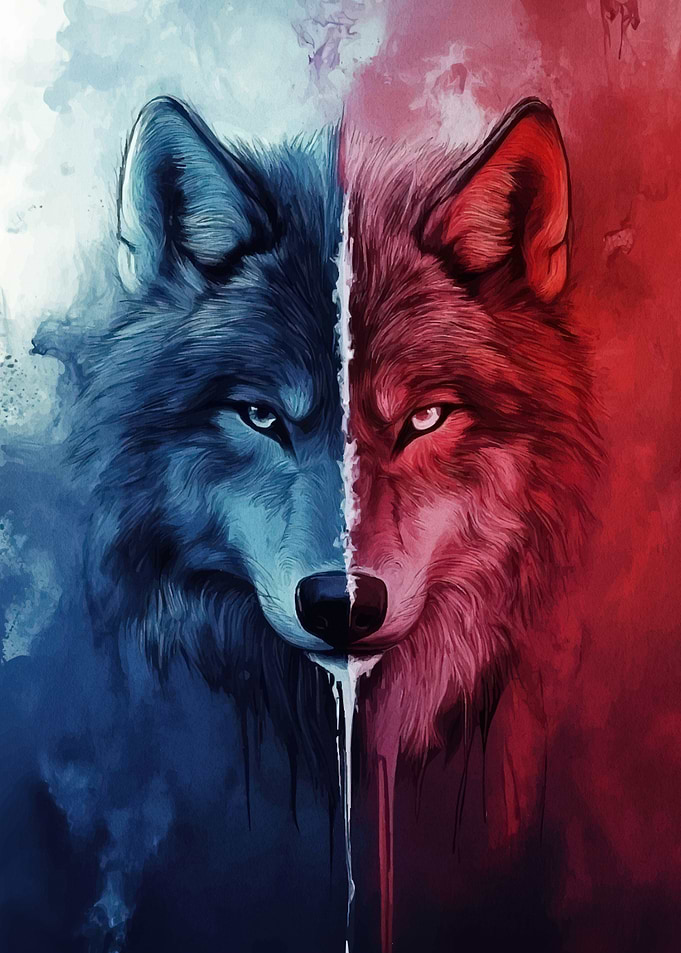 Dual-Colored Wolf Portrait