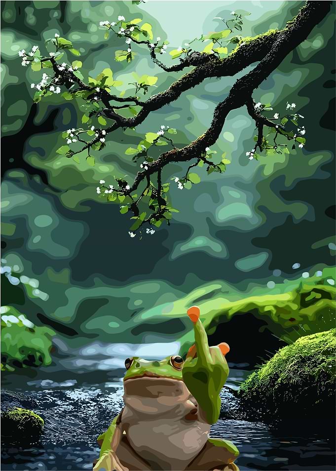 Frog Giving the Middle Finger