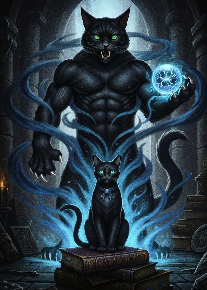 Magical Black Cats with Mystical Aura