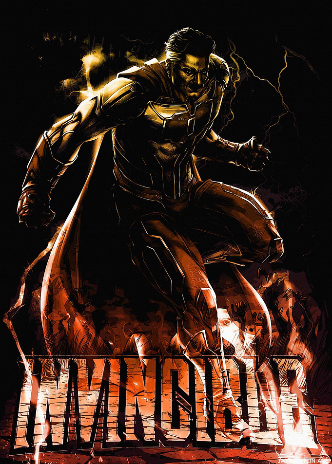 Invincible Superhero in Action Comic Art