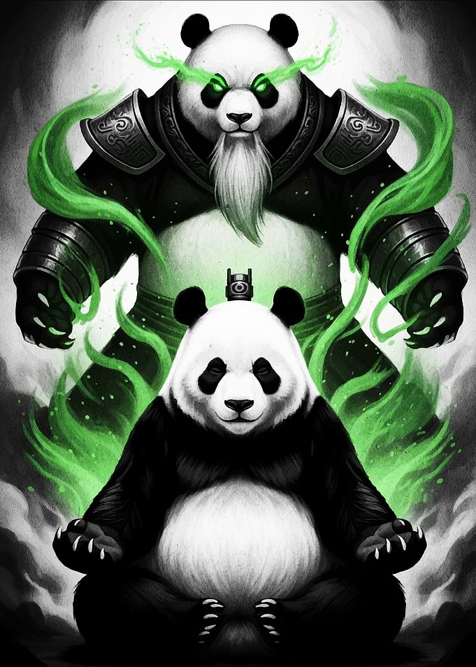 Mystical Panda Warriors with Green Energy