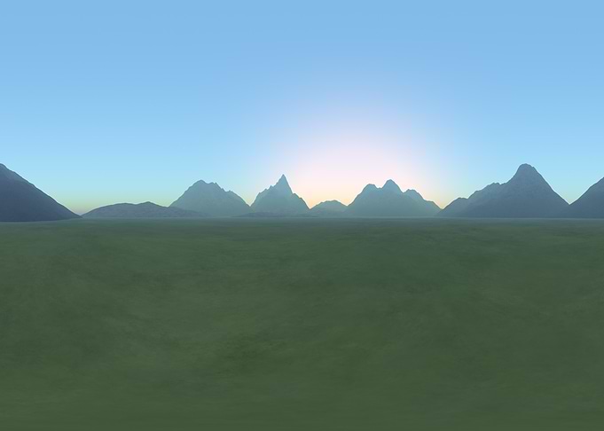 Green Field and Mountain Landscape
