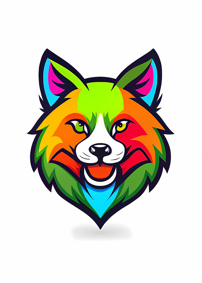 Colorful Geometric Wolf Head — Vibrant Vector Mascot Logo