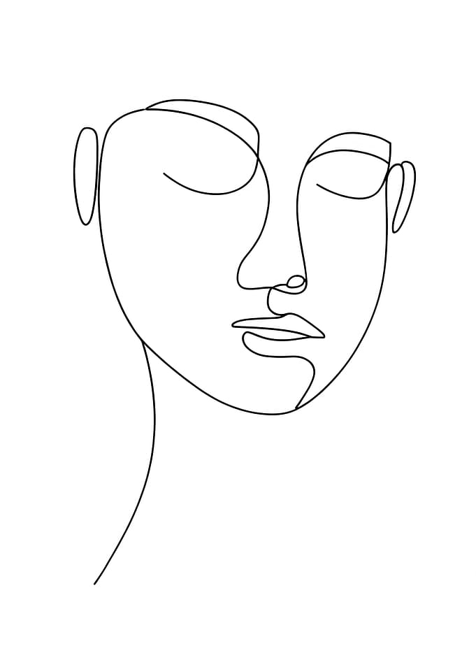 Minimalist Line Art Face Portrait