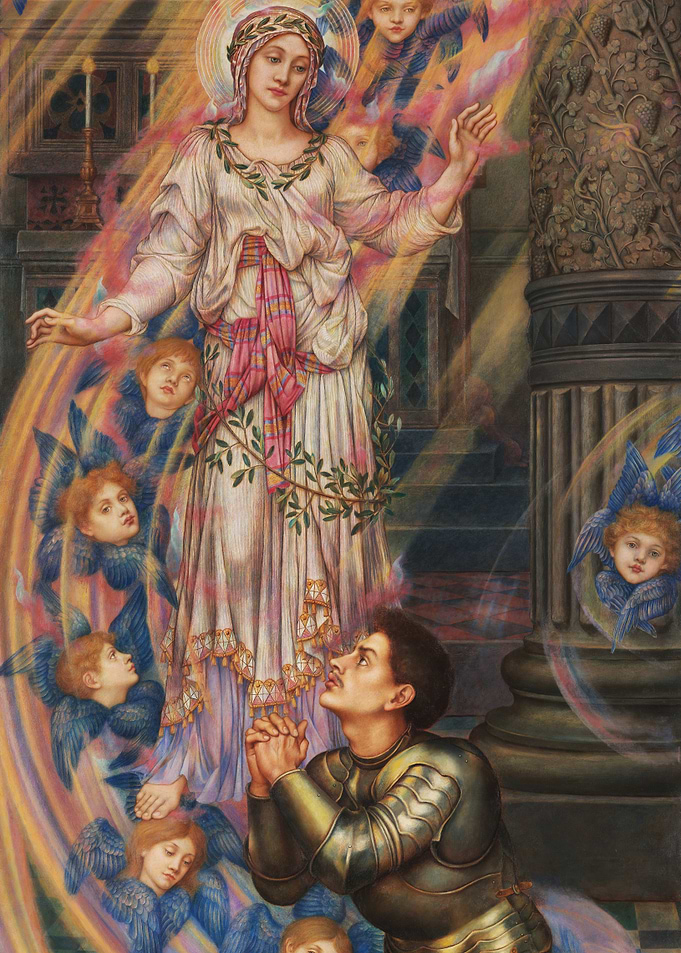 Medieval Knight and Angelic Figure Painting