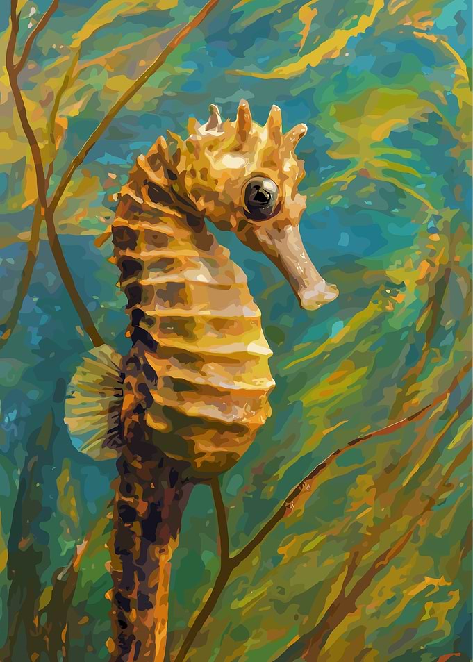 Seahorse in the Seaweed Painting