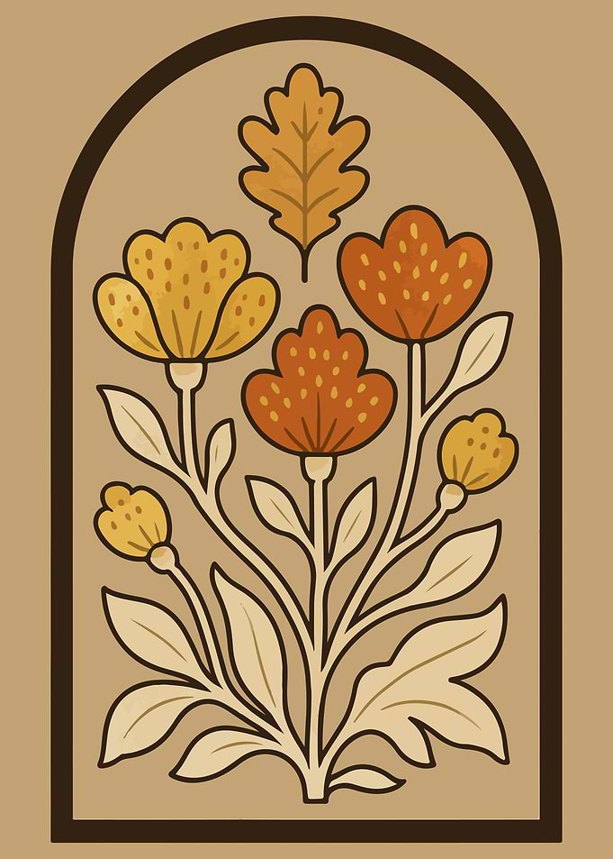 Floral Illustration in Earth Tones
