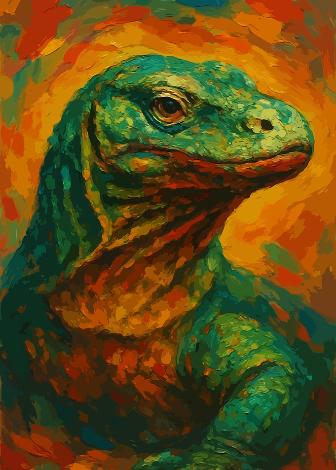 Komodo Dragon Painting Art