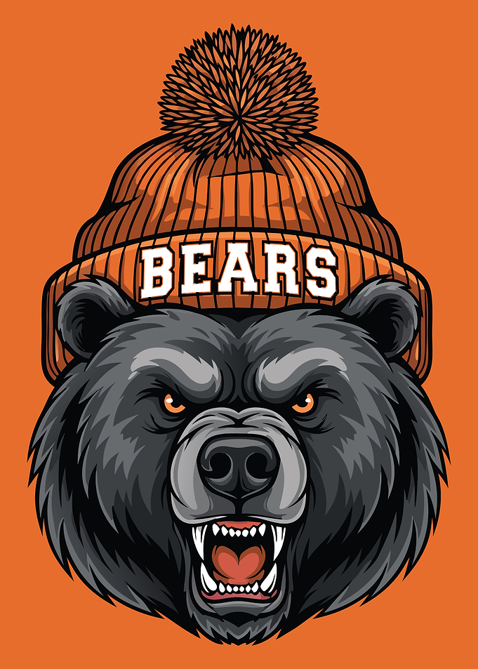 Angry Bear with Beanie Illustration