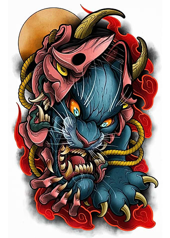 Japanese Tattoo Art: Panther and Mask