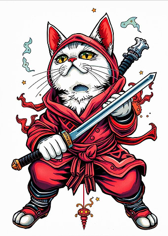 Ninja Cat with Sword