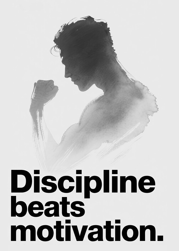 Gym Quote Discipline beats motivation poster