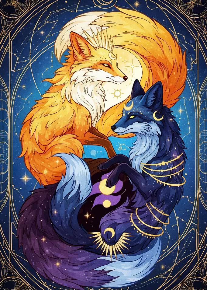 Celestial Foxes Night Animal