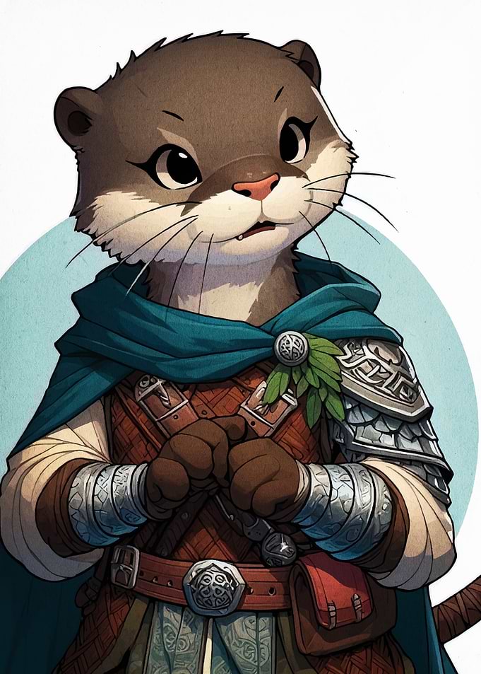 Anthropomorphic Otter in Fantasy Attire