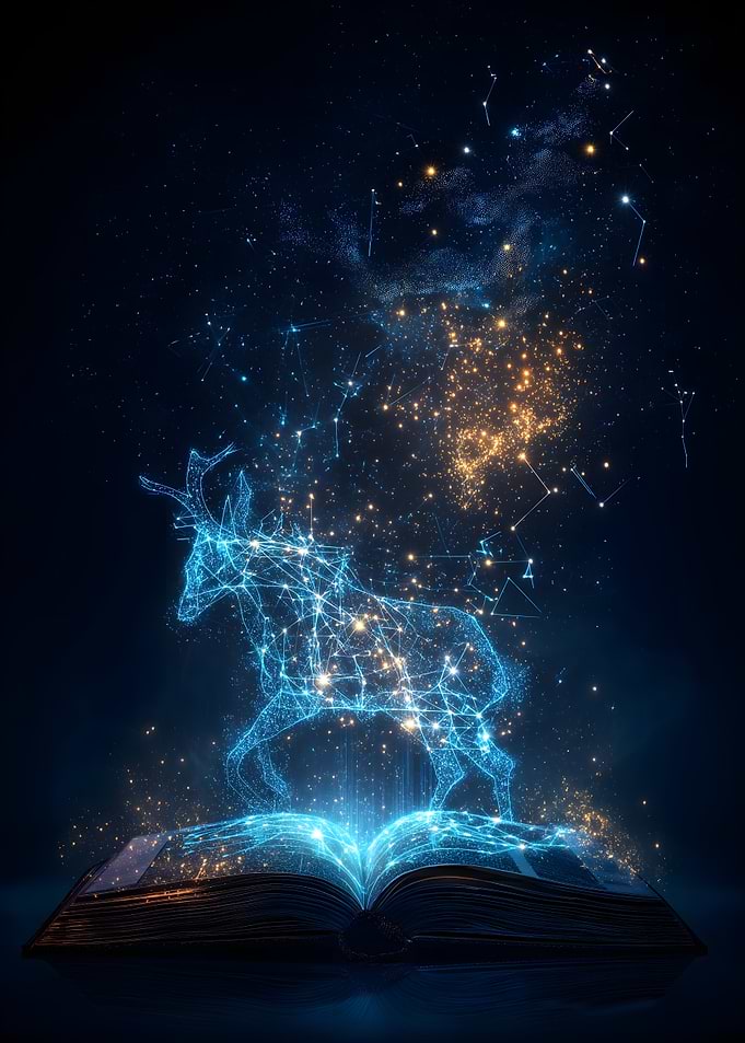 Constellation Deer Emerging from Book