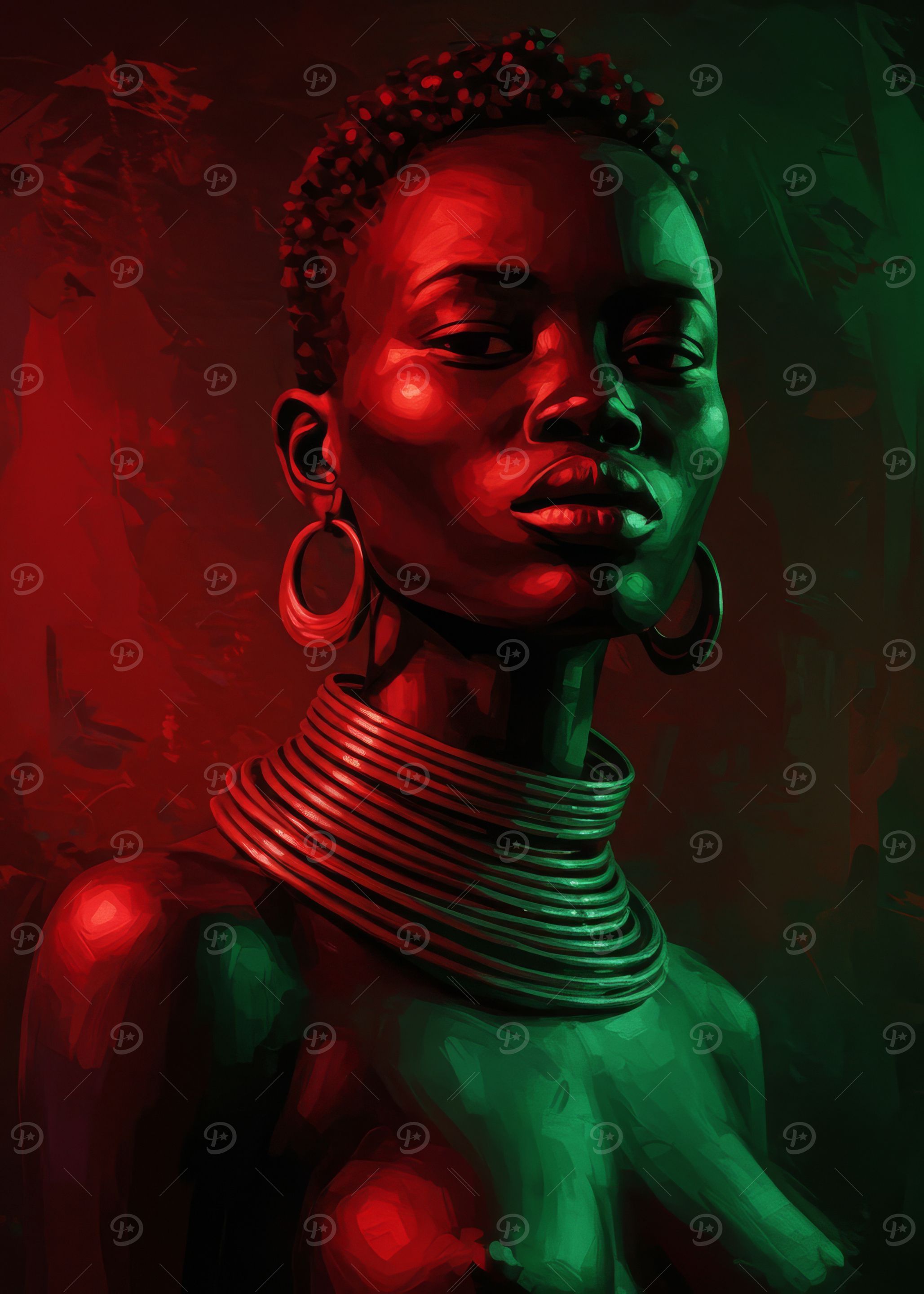 African Woman Portrait with Traditional Jewelry