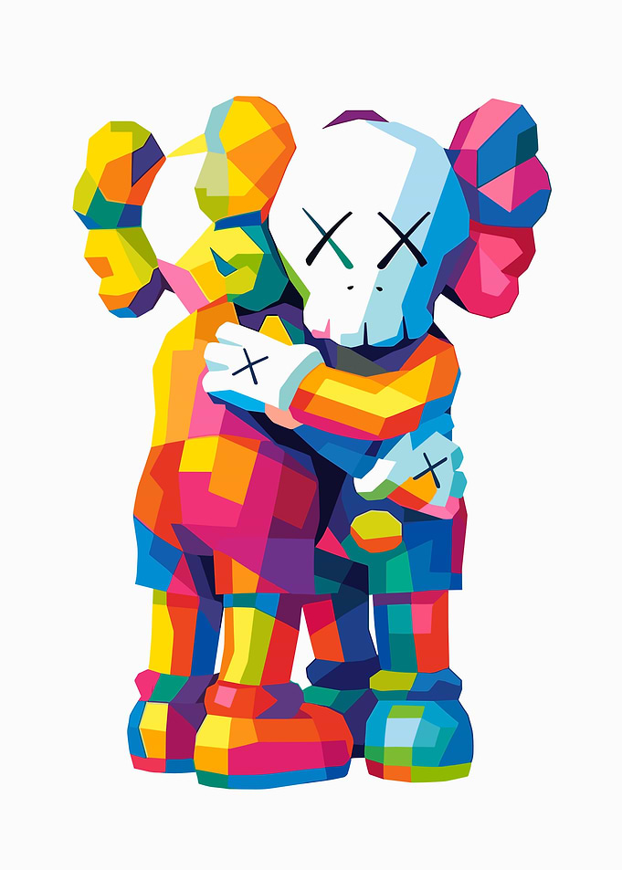 Colorful KAWS Figures Hugging Pop Art
