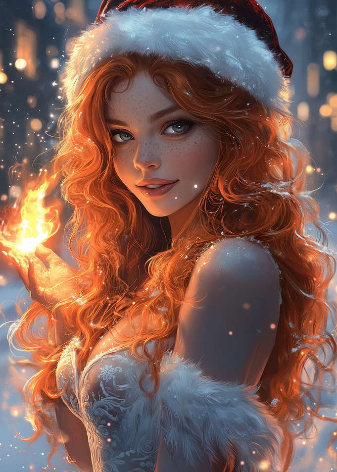 Christmas Girl with Fire