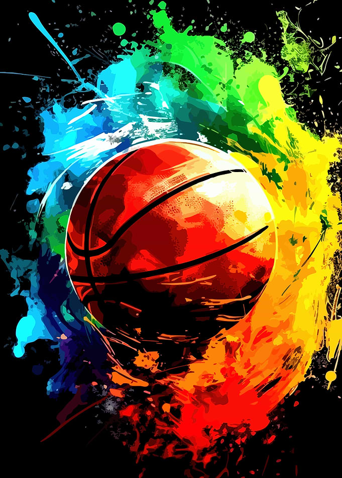 Colorful Basketball Splash Art