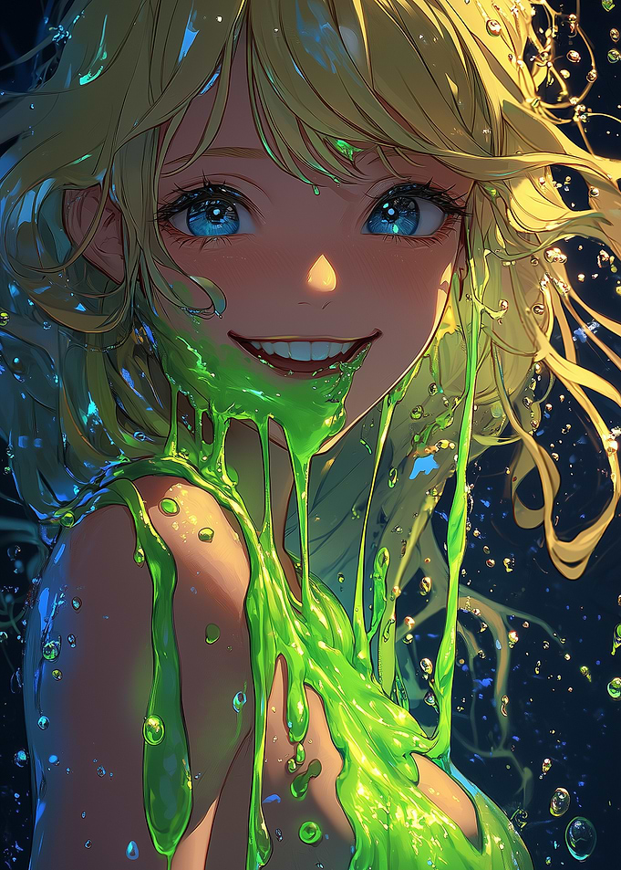 Anime Girl Green Slime ahegao