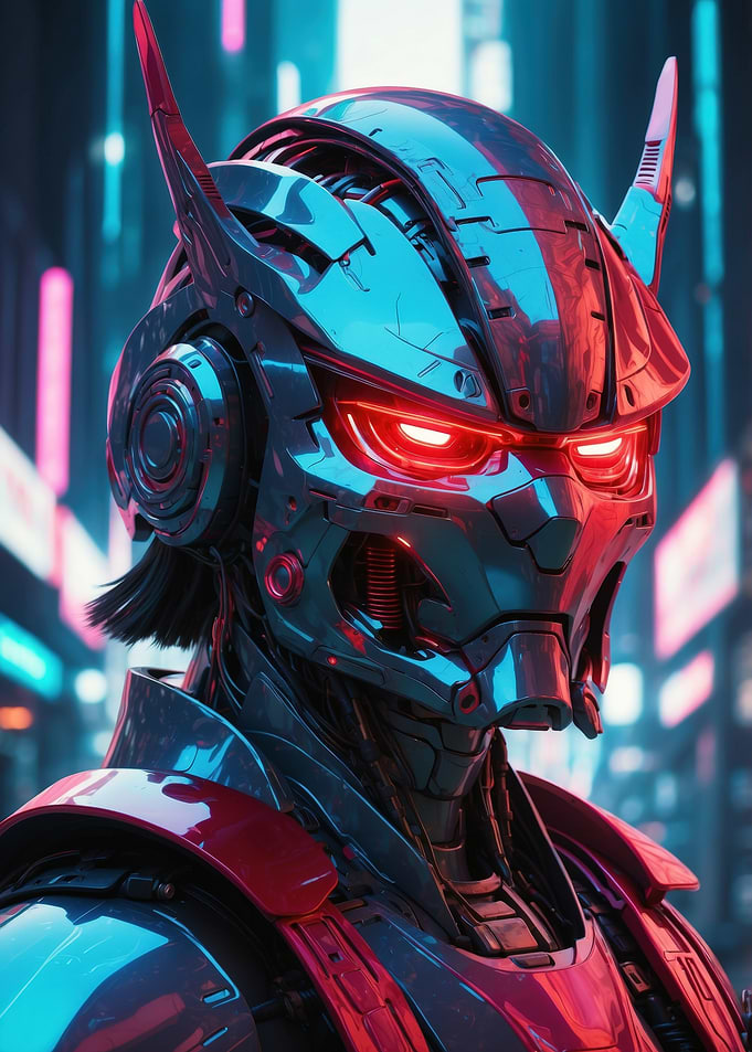 Cyberpunk Samurai Robot Portrait