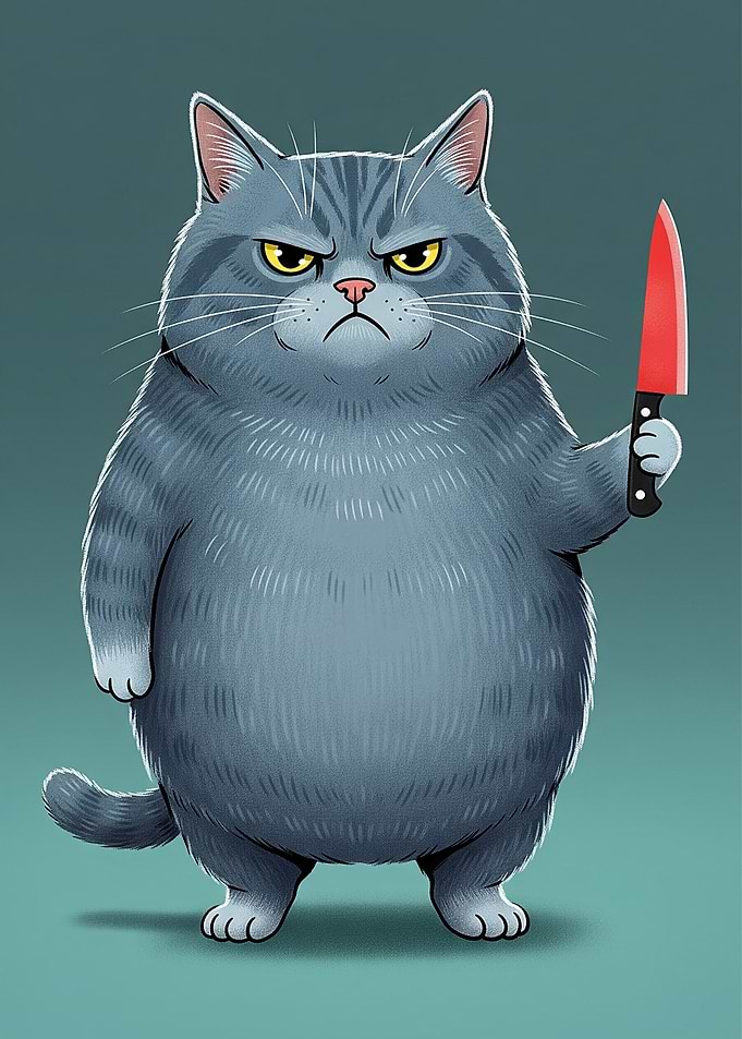 Grumpy Cat with a Knife