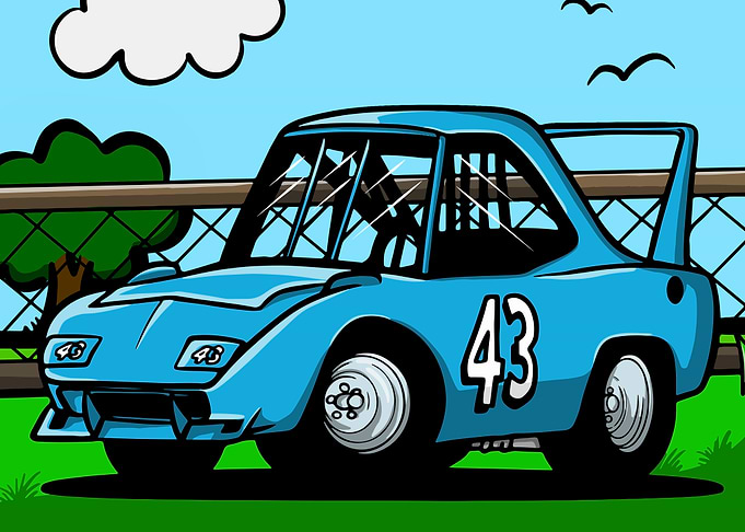 Cartoon Plymouth Car Number 43