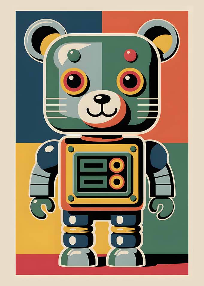 Retro Robot Mouse Illustration