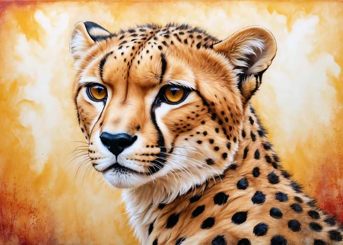Cheetah Portrait with Golden Background