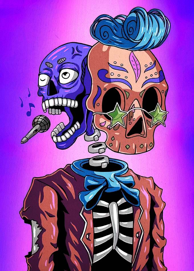 Singing Skeleton with Star Glasses