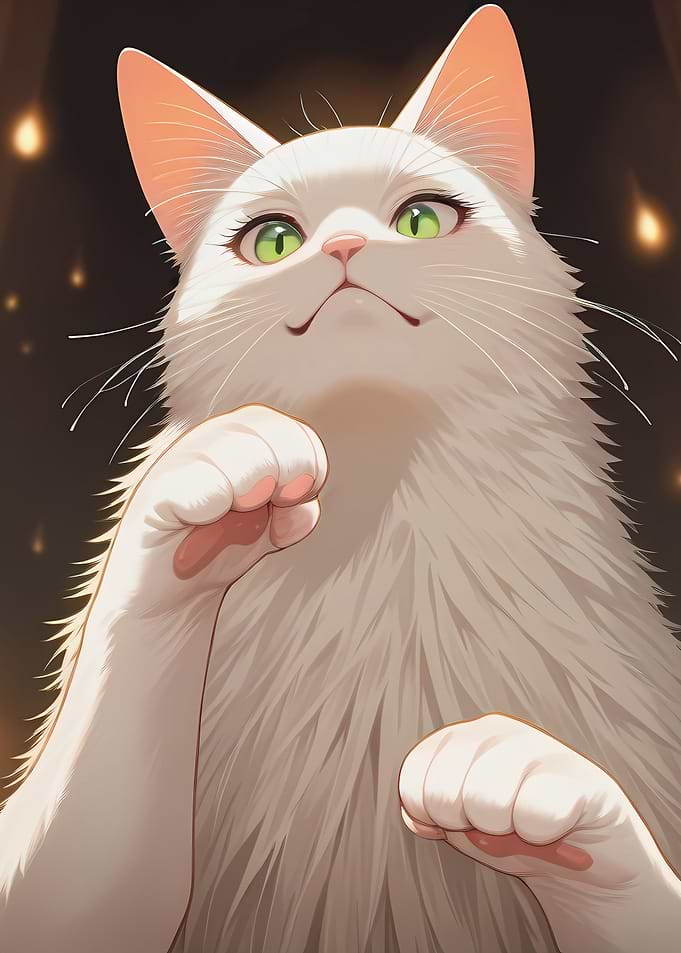 White Cat with Green Eyes