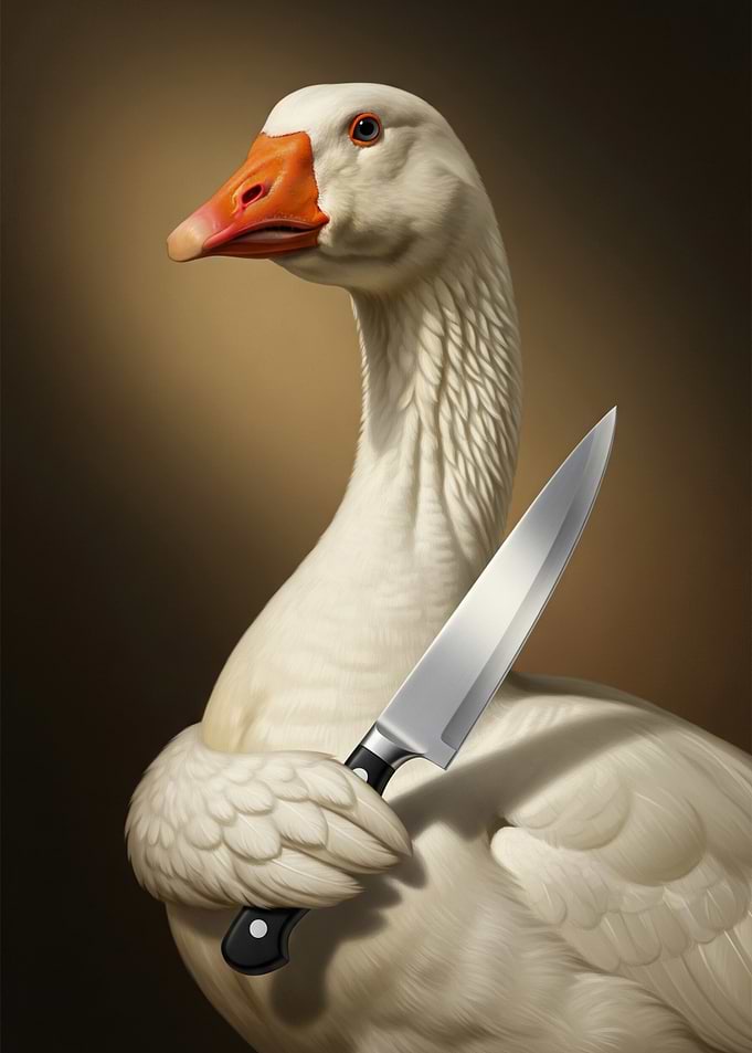 Goose with Knife