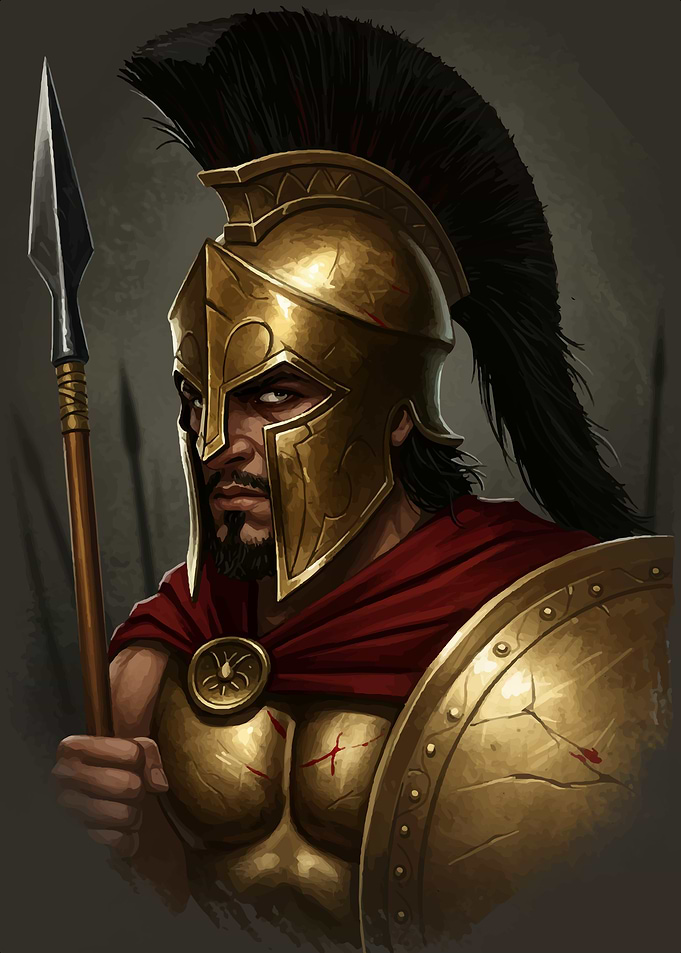 Spartan Warrior with Spear and Shield