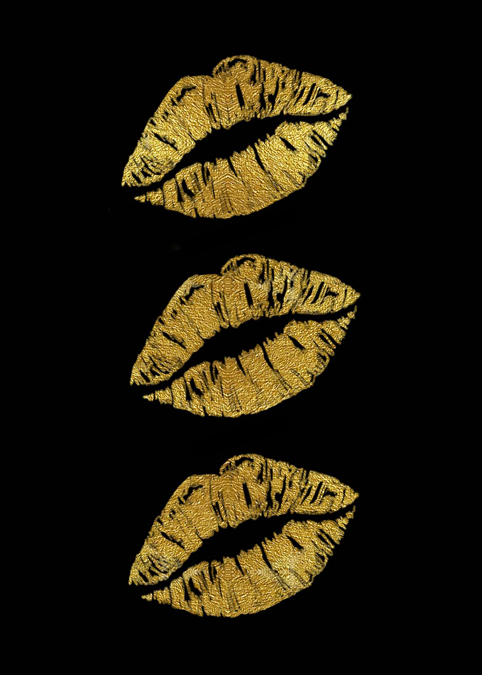 Golden Lips on Black