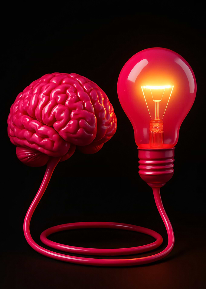 Brain and Lightbulb Connection Concept
