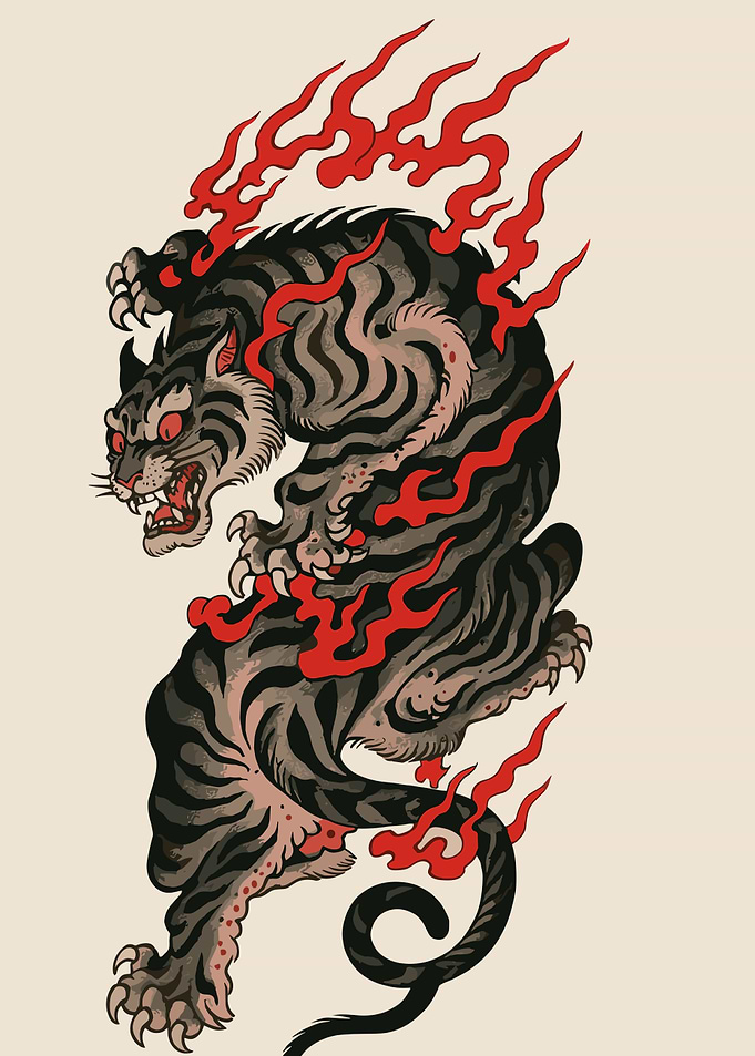 Flaming Tiger Illustration