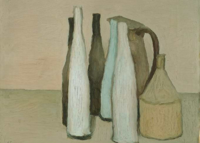 Still Life with Bottles and Pitcher, giorgio morandi paintings