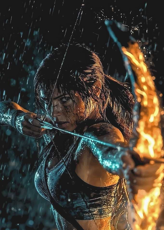 Female Archer in the Rain
