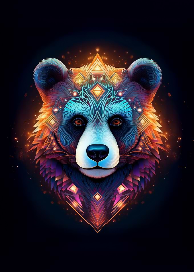 Colorful Geometric Bear Portrait