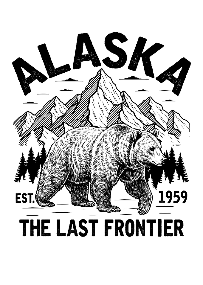 Alaska: The Last Frontier Bear Illustration
