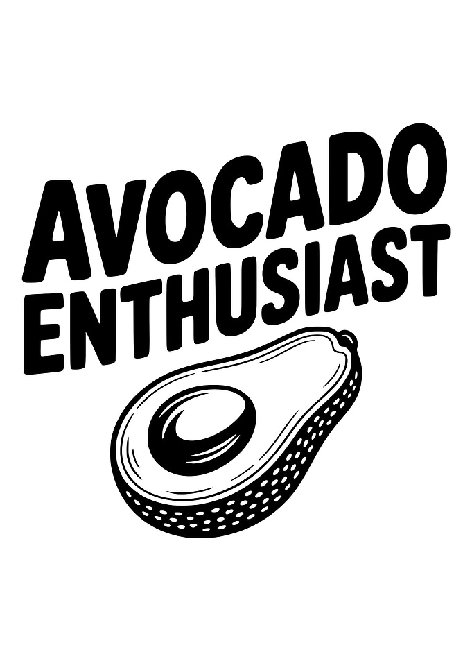 Avocado Enthusiast Black and White Graphic