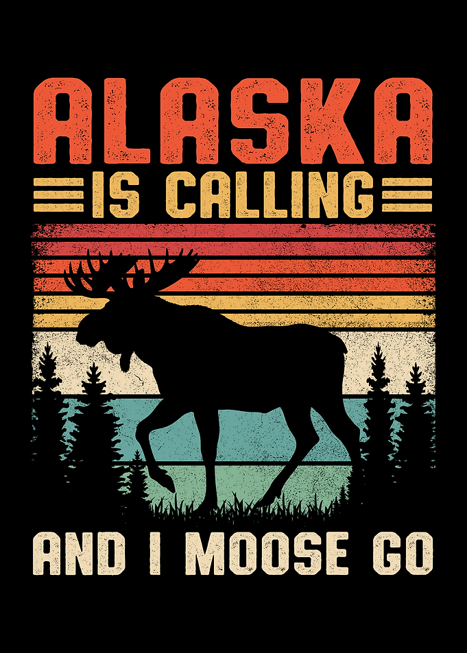 Alaska Moose Retro Travel Poster