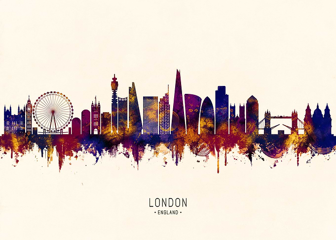 London Skyline Watercolor Silhouette
