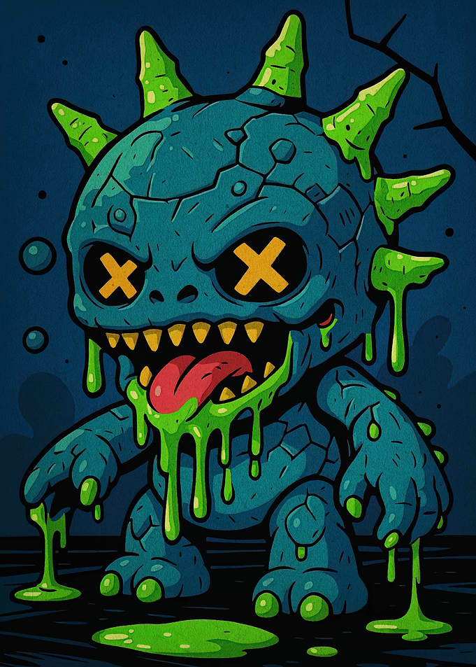 Cartoon Monster with Green Slime