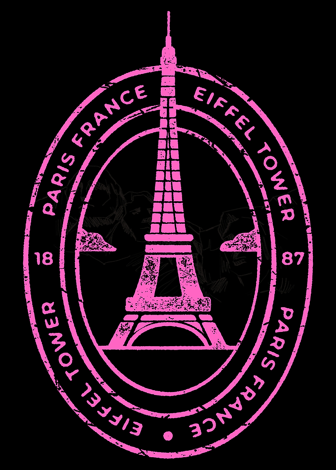 Eiffel Tower Paris France Pink Stamp