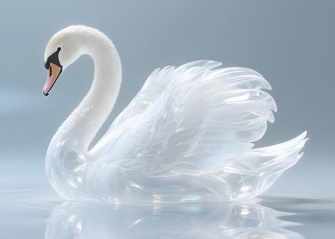 Elegant Glass Swan on Water