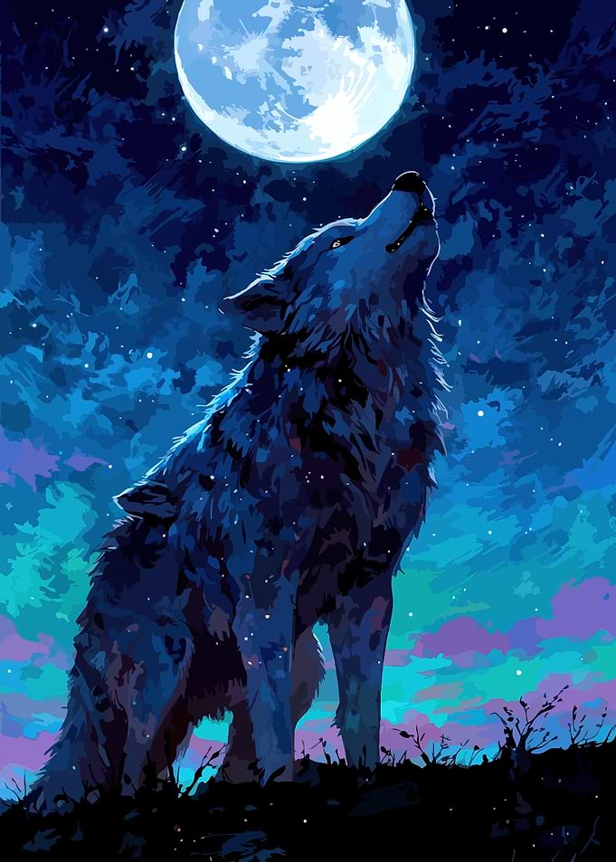 Wolf Howling at the Moon