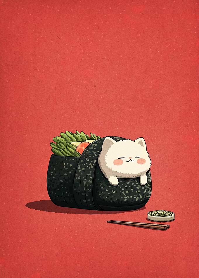 Sushi Cat Cartoon